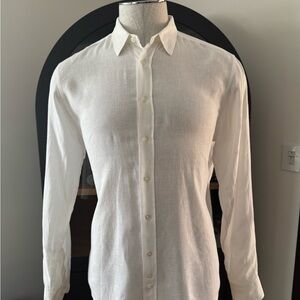 BOSS ORANGE White Linen Button Down Shirt